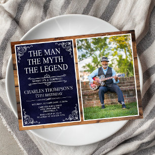 The Man The Myth The Legend Surprise 75th Birthday Invitation