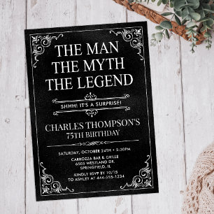 The Man The Myth The Legend Surprise 75th Birthday Invitation
