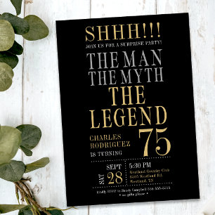 The Man The Myth The Legend Surprise 75th Birthday Invitation