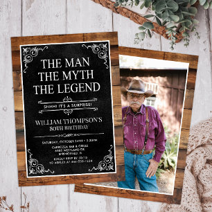 The Man The Myth The Legend Surprise 80th Birthday Invitation