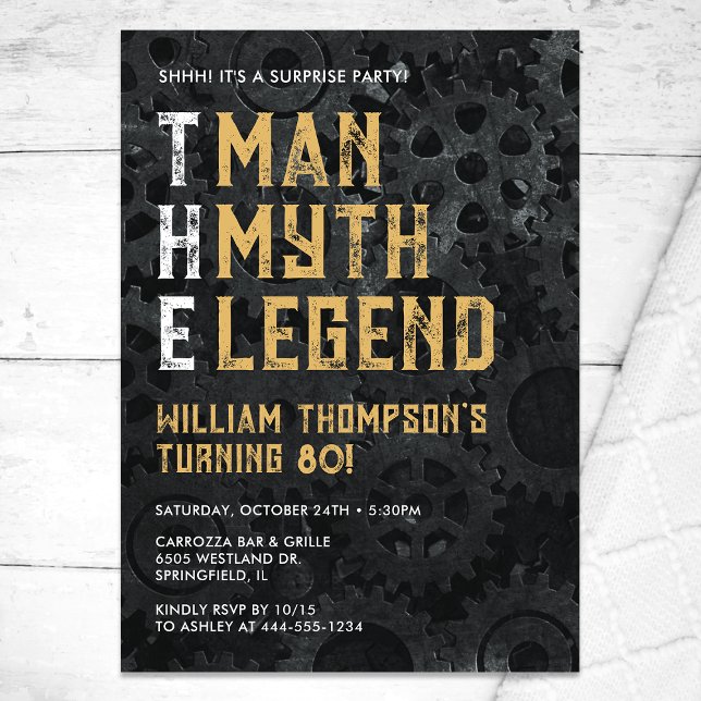 The Man The Myth The Legend Surprise 80th Birthday Invitation (Creator Uploaded)