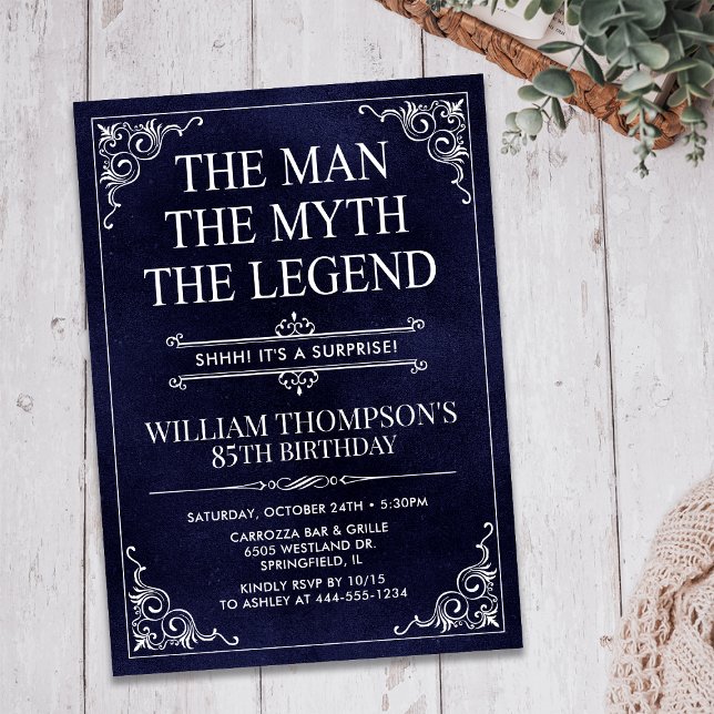 The Man The Myth The Legend Surprise 85th Birthday Invitation (Creator Uploaded)