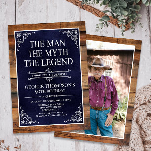 The Man The Myth The Legend Surprise 90th Birthday Invitation