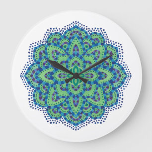 The Mandala-Cool Emerald Large Clock