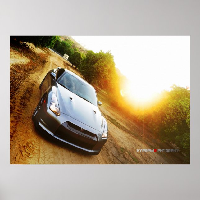 "The Mandarin" Poster Print Nissan GT-R in Grove (Front)