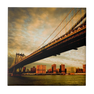 The Manhattan bridge view from Brooklyn side (NYC) Ceramic Tile