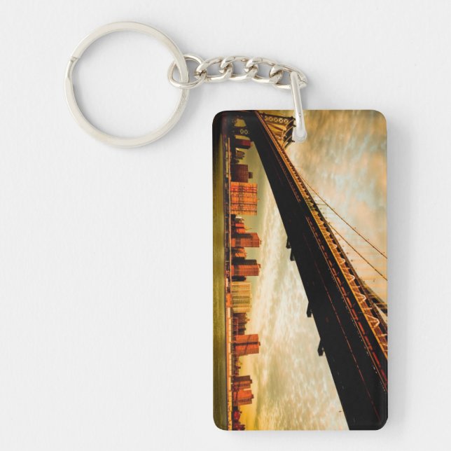 The Manhattan bridge view from Brooklyn side (NYC) Key Ring (Front)