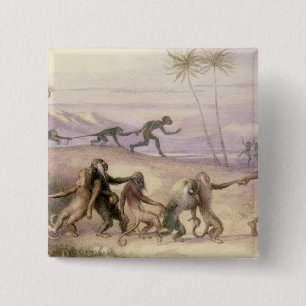 The Manners and Customs of Monkeys 15 Cm Square Badge