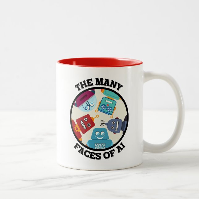 The Many Faces of AI (Artificial Intelligence) Two-Tone Coffee Mug (Right)
