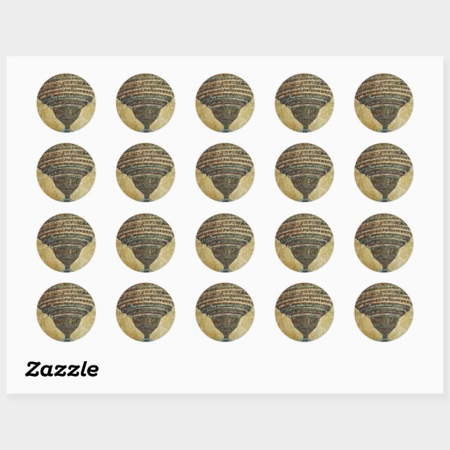 The Map of Hell, Abyss of Hell - Sandro Botticelli Classic Round Sticker (Sheet)