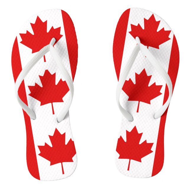 The Maple Leaf flag of Canada Thongs (Footbed)