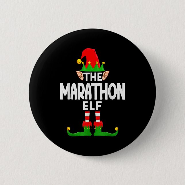 The Marathon Elf Family Christmas Pajama Party  6 Cm Round Badge (Front)