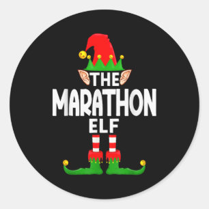 The Marathon Elf Family Christmas Pajama Party  Classic Round Sticker