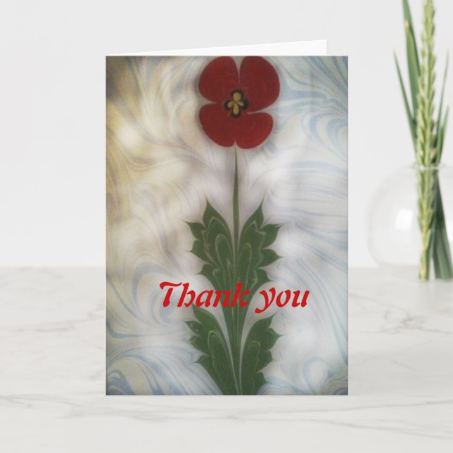 The marbling of art poppy  thank you Card (Front)