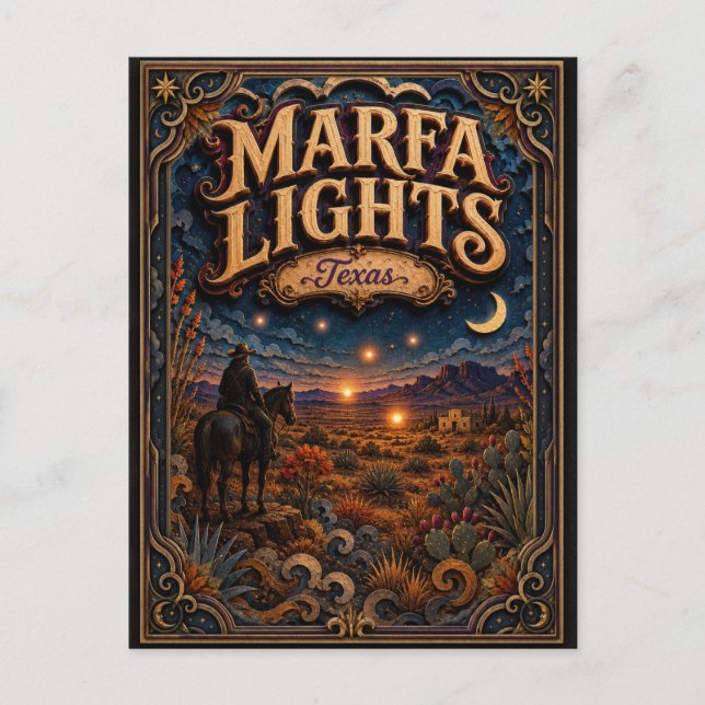 The Marfa Lights Texas Popcut Legends Postcard (Front)