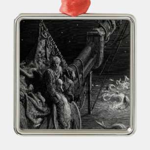 The Mariner gazes on the serpents in the ocean Metal Tree Decoration