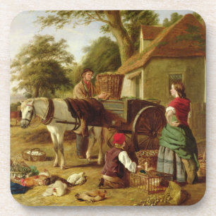 The Market Cart, 1864 (oil on canvas) Coaster