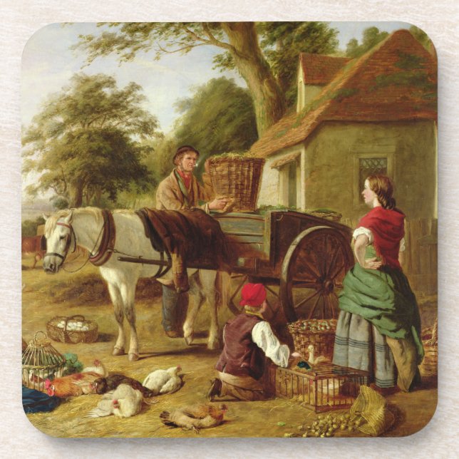 The Market Cart, 1864 (oil on canvas) Coaster (Front)
