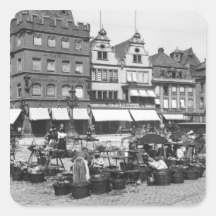 The Market Place at Trier, c.1910 Square Sticker