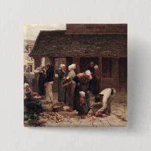 The Market Place of Ploudalmezeau 15 Cm Square Badge