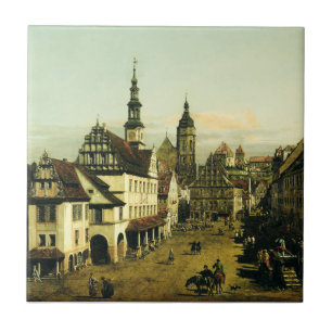 The Marketplace at Pirna by Bernardo Bellotto Ceramic Tile