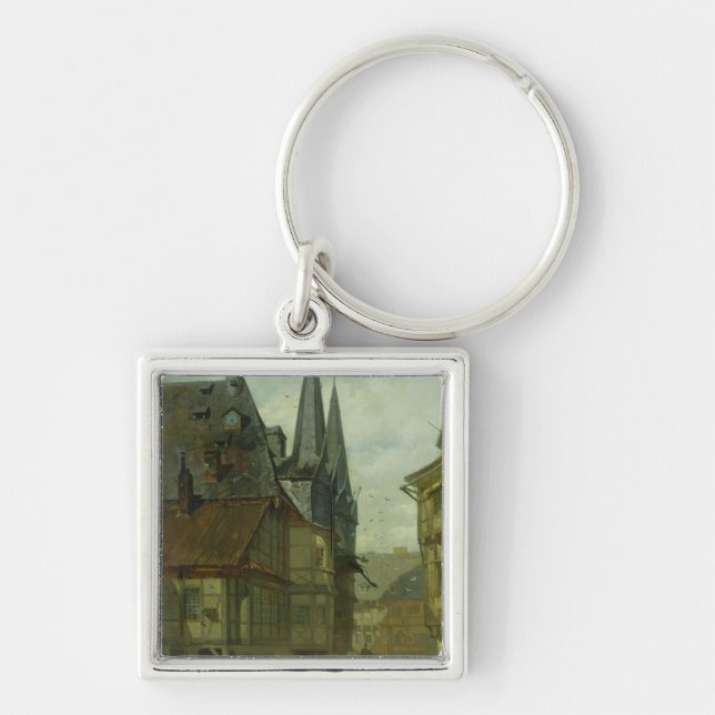 The Marketplace in Wernigerode, 1861 Key Ring (Front)