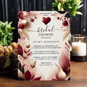 The Maroon Traditional Fall Burgundy Bridal Shower Invitation