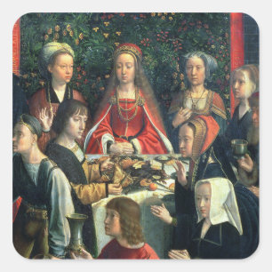 The Marriage at Cana, detail of the bride and surr Square Sticker