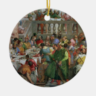 The Marriage Feast at Cana, detail of banqueting t Ceramic Tree Decoration