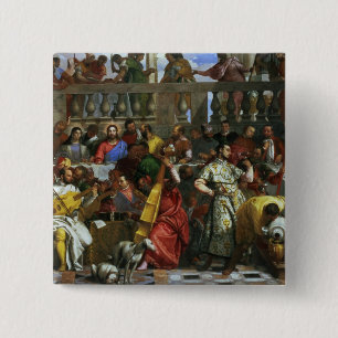 The Marriage Feast at Cana, detail of musicians an 15 Cm Square Badge