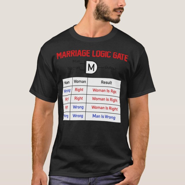 The Marriage Logic Gate Funny Married Engineer T-Shirt (Front)