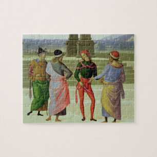 The Marriage of the Virgin, detail of four men in Jigsaw Puzzle