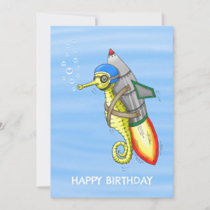 The Marvelous Yellow Rocket Seahorse Card
