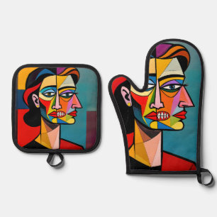 The Mask and the Monster - Portrait of a Deceiver Oven Mitt & Pot Holder Set