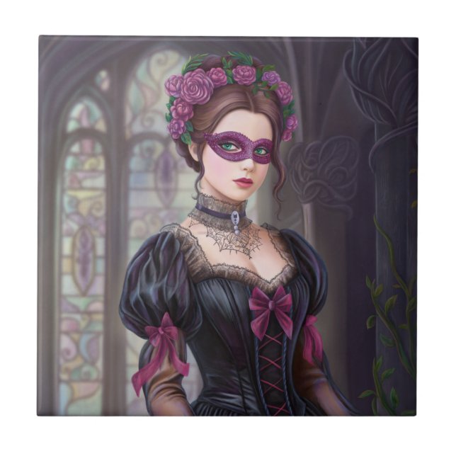 The Masquerade Victorian Ceramic Tile (Front)