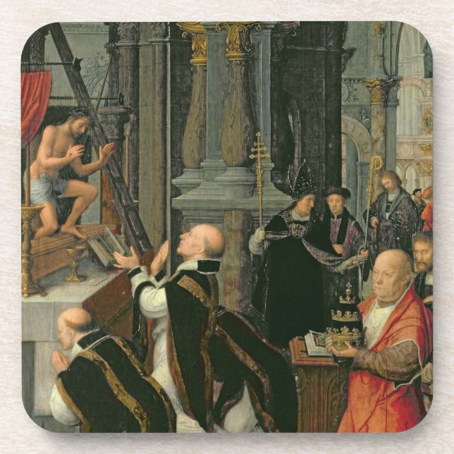 The Mass of St. Gregory (oil on canvas) Coaster (Front)