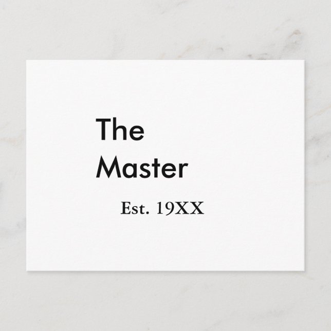 The Master boss name est year date man king title Postcard (Front)