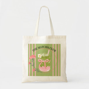 "The Matcha Club" Aesthetic Canvas Tote Bag - Pink