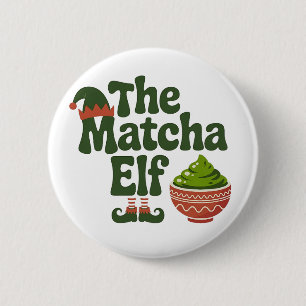 The Matcha Elf Funny Christmas Matcha Drink Lovers 6 Cm Round Badge