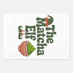 The Matcha Elf Funny Christmas Matcha Drink Lovers Wrapping Paper Sheet