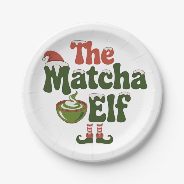 The Matcha Elf Magical Christmas Drink Paper Plate (Front)