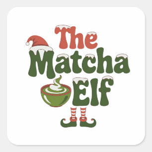 The Matcha Elf Magical Christmas Drink Square Sticker