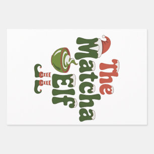The Matcha Elf Magical Christmas Drink Wrapping Paper Sheet