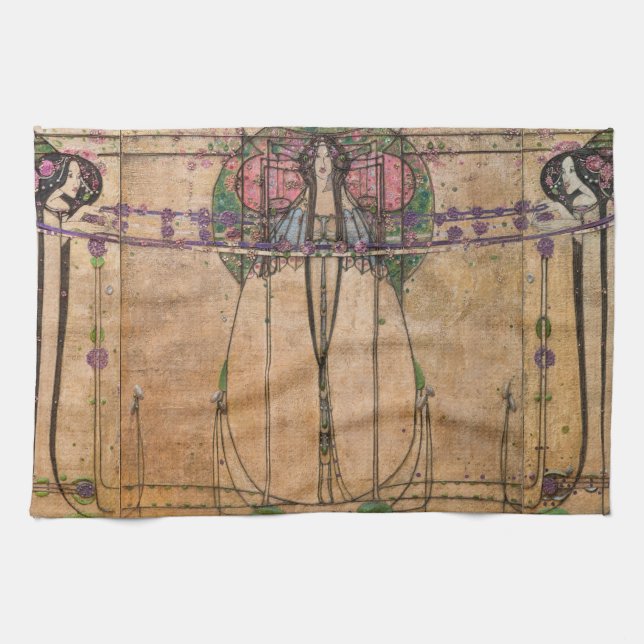 The May Queen by Margaret Macdonald Mackintosh Tea Towel (Horizontal)