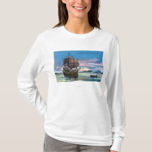 The Mayflower Landing in 1620 Scene T-Shirt