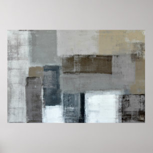 'The Maze' Neutral Abstract Art Poster Print