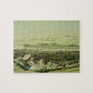 The Meadow at San Isidro, 1788 (oil on canvas) Jigsaw Puzzle