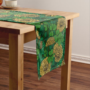 The meadow in green and yellow short table runner
