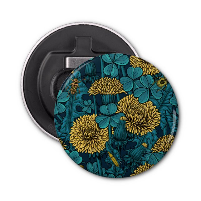 The meadow in yellow and blue bottle opener (Front)