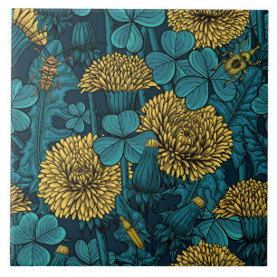The meadow in yellow and blue ceramic tile